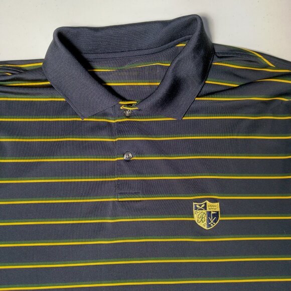 Ralph Lauren RLX Polo Shirt Men XL Golf Course Logo Blue Green Yellow Striped - Picture 14 of 16
